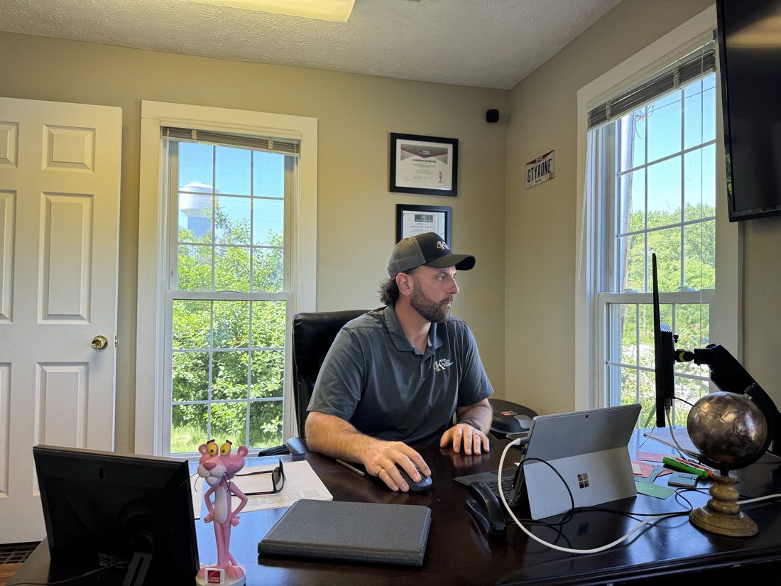 Michael Kvak, owner of 4K Roofing & Restoration, in the Medina, Ohio office