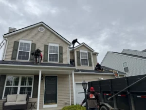 4K Roofing crew replacing a roof in Brunswick, Ohio